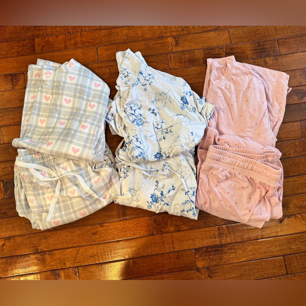 LOFT Women's Pajama Sets - Pink, Gray, and Blue Size L